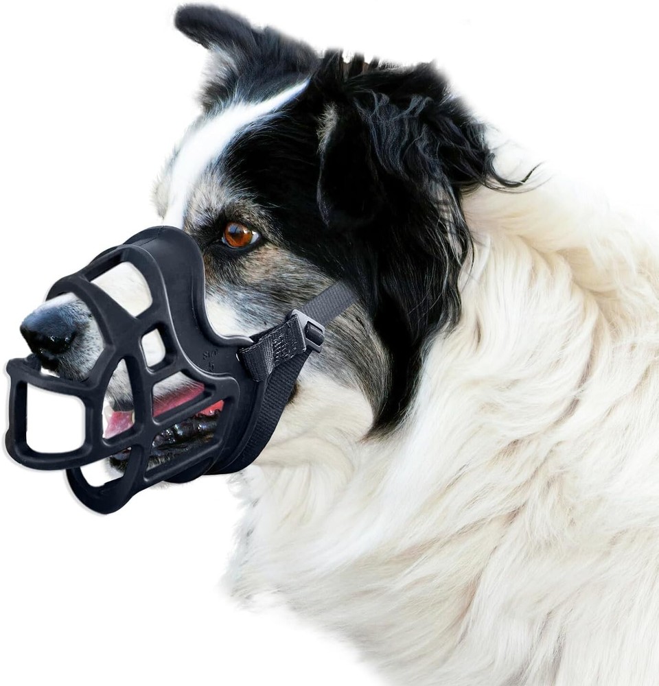 OKKIC Black Basket Muzzle Anti Biting Chewing, Sturdy Lightweight Muzzle ~Size 5