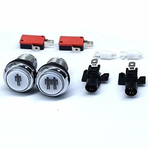1P2P Player Arcade LED Push Buttons Chrome Illuminated Plating with Micro Switch