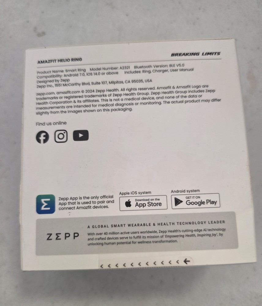 Amazfit Helio Smart Ring- size 8 - sealed