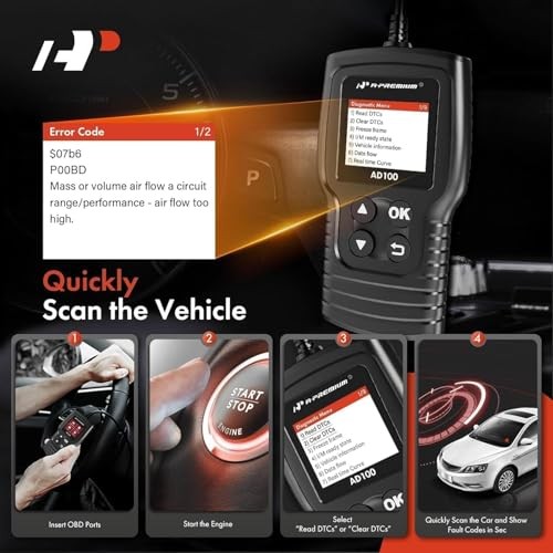 AD100 Universal OBD2 Scanner Diagnostic Tool, Car Code Basic Scan Tool AD100