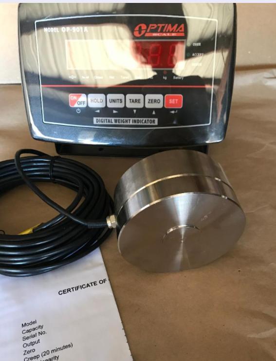 Compression Scale 4) 25K Load cells 100,000 x 1 lb with Low profile, Indicator