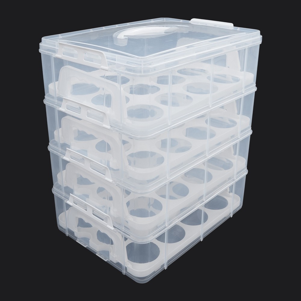 4-Tier Cupcake Carrier with Transparent Design & Easy Carry Handle