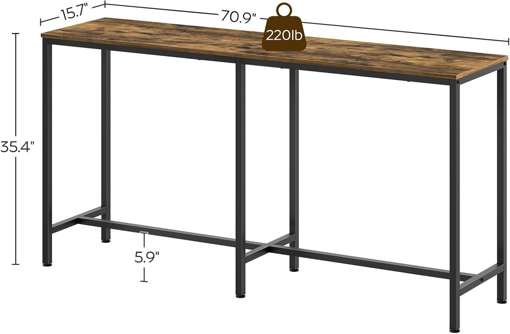 70.8" Long Bar Table Counter Bar Height Table High Top Table Rectangular Hightop