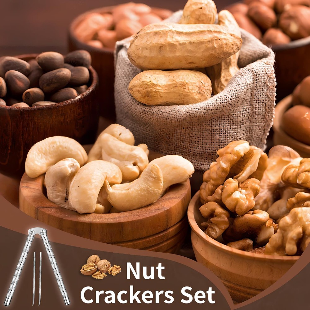 Nut Cracker Tool,Stainless Steel Nut Crackers for All Nuts Silver Medium