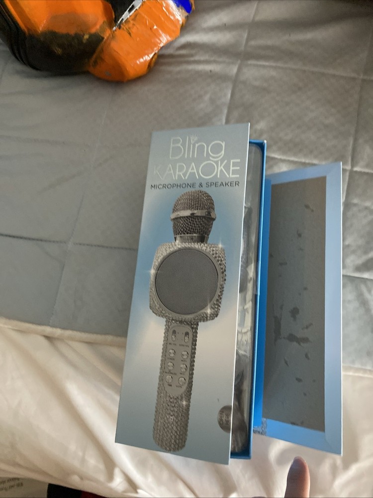 Blink Karaoke Microphone Speaker Silver Sparkly Shiny