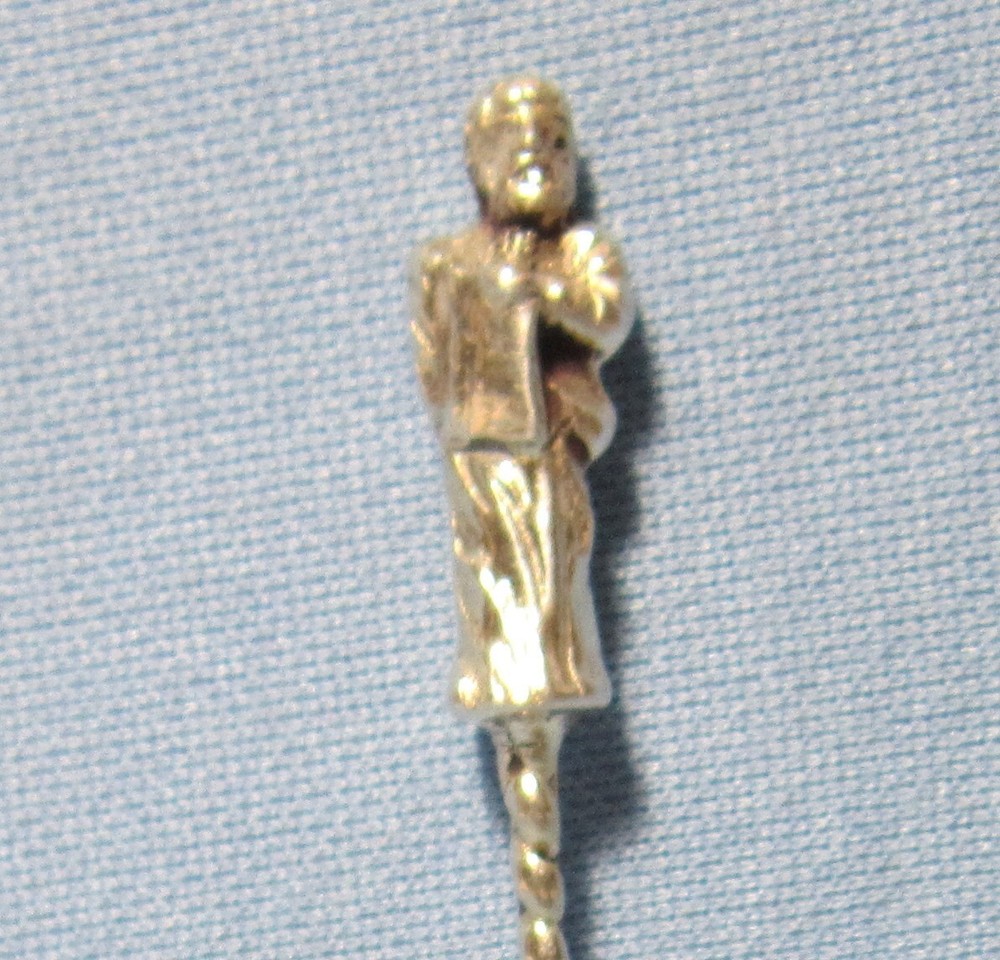 Antique 3-D Figural Twisted Handle Sterling Silver Souvenir Spoon