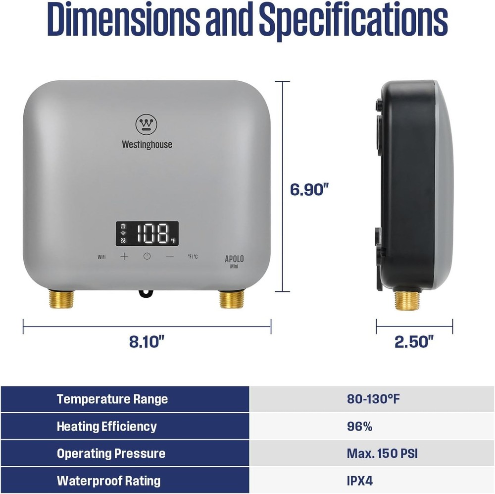 Westinghouse 3.5kW Tankless Water Heater Electric Smart with WiFi & Amazon Alexa