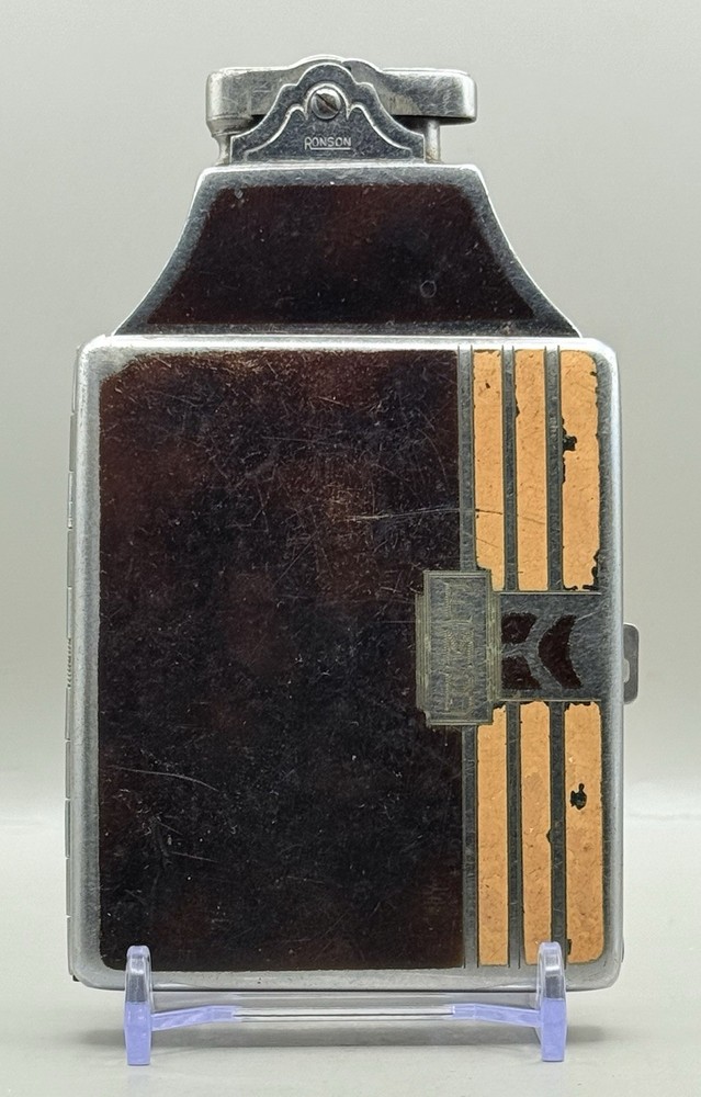 Vintage Ronson Cigarette Lighter/Case Combo Art Deco