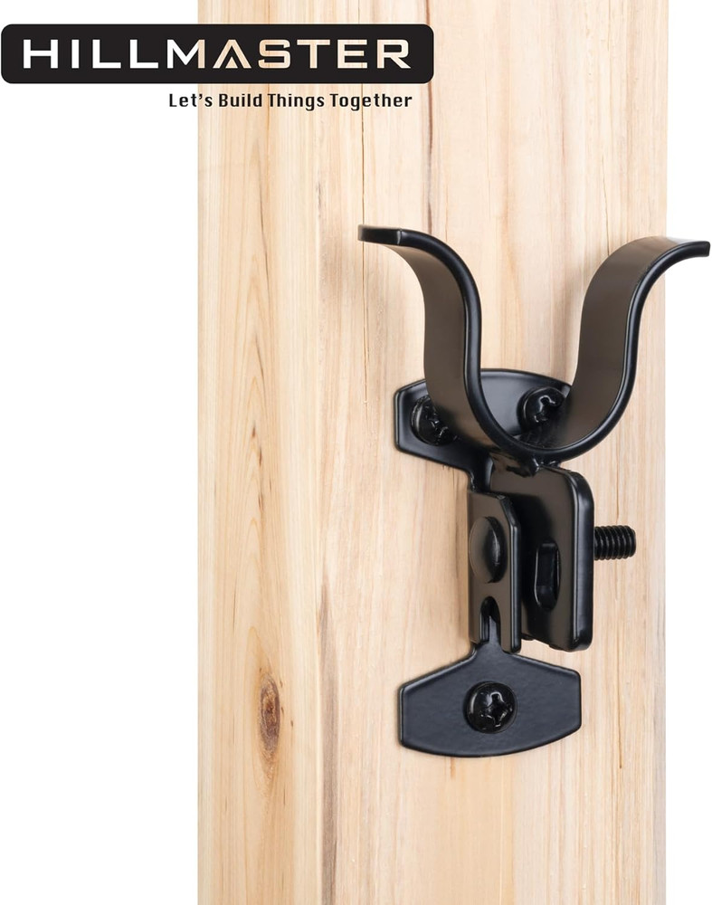 1-3/8" Flat Back Wall Mount Chain Link Fork Latch, Black Gate Fork Latch with Pa