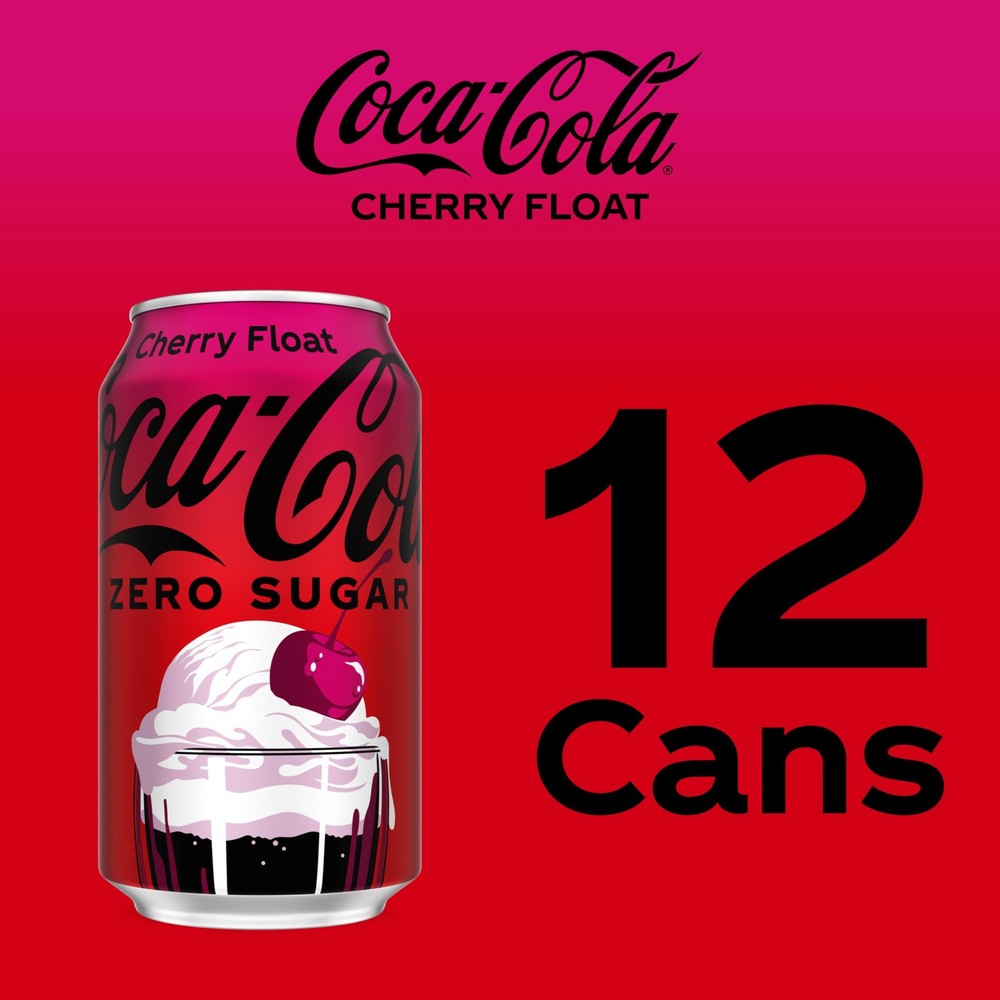 Coca-Cola Zero Sugar Cherry Float Soda Soft Drink Cans, 12 fl oz, 12 Pack