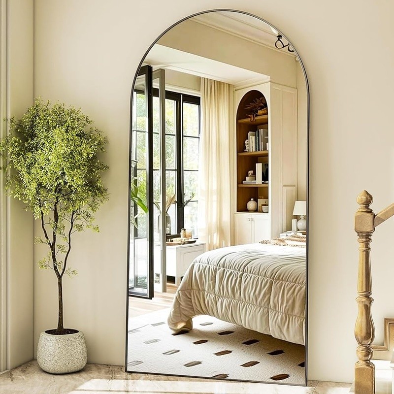 Arched Full Length Mirror HD Reflection Explosion-proof Glass Floor Mirror New