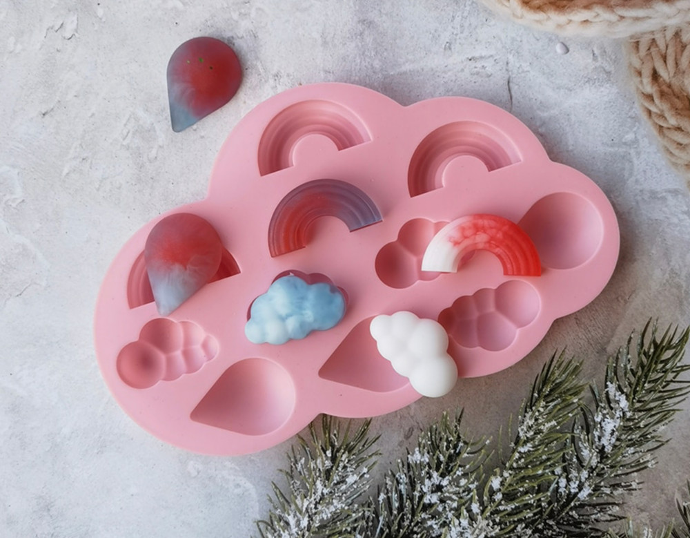 CLOUDS & RAINDROPS MOLD, Rainbow Candy Mold, Baking Mold, Chocolate Mold,