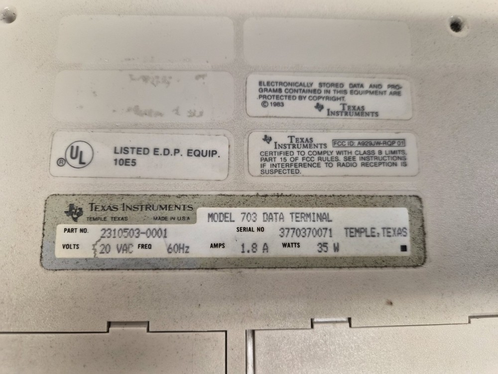 Texas Instruments Silent 700 Data/Serial Terminal Model 703