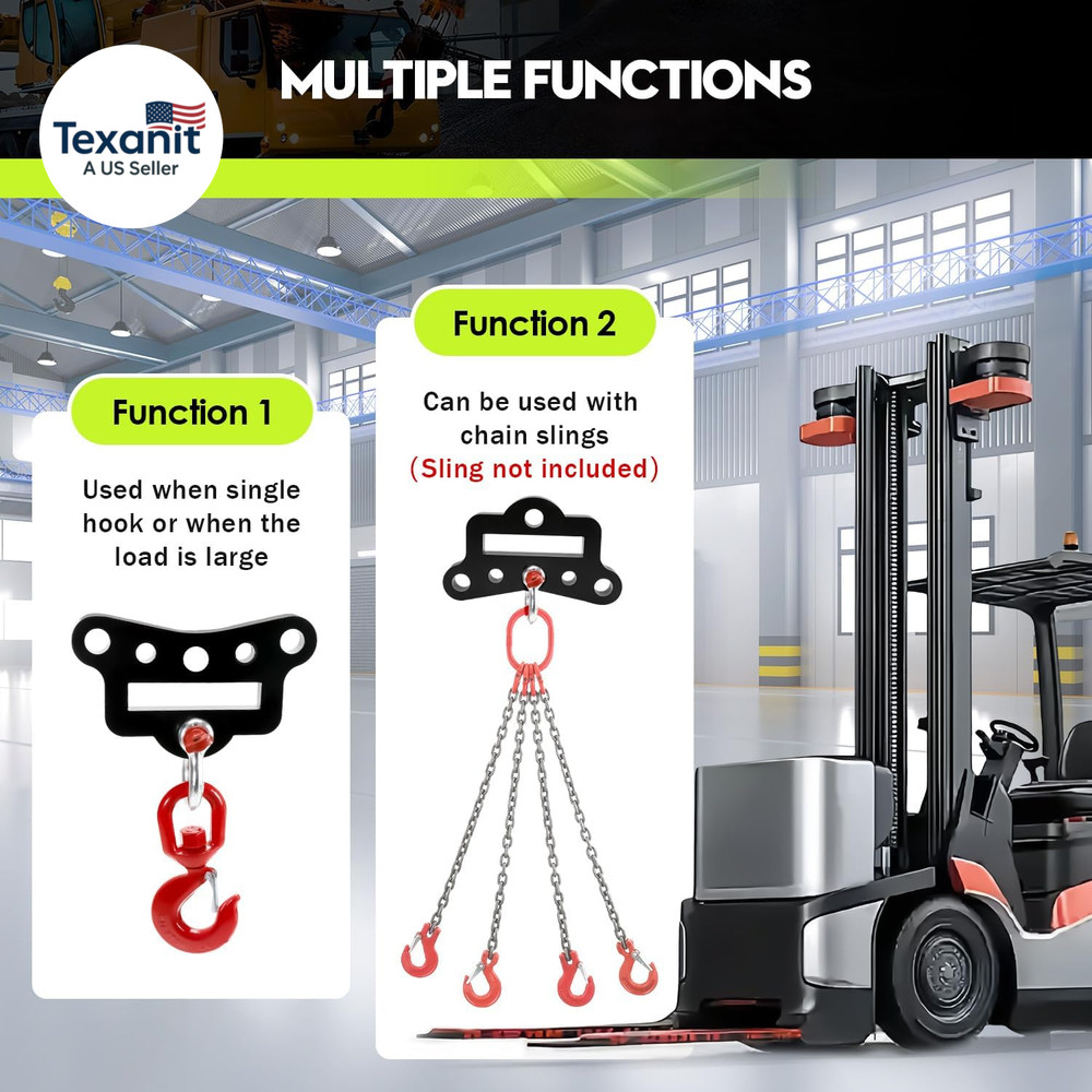 Forklift Lifting Hook, Fork Lifting Attachment, Load 6600 Lbs, Forklift Lifting