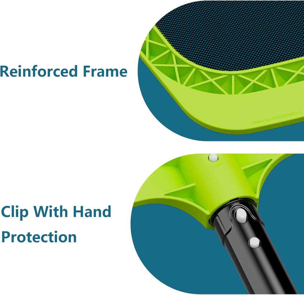 Pool Skimmer Net - Professional Heavy Duty Reinforced Frame Nylon Flat Leaf Rake
