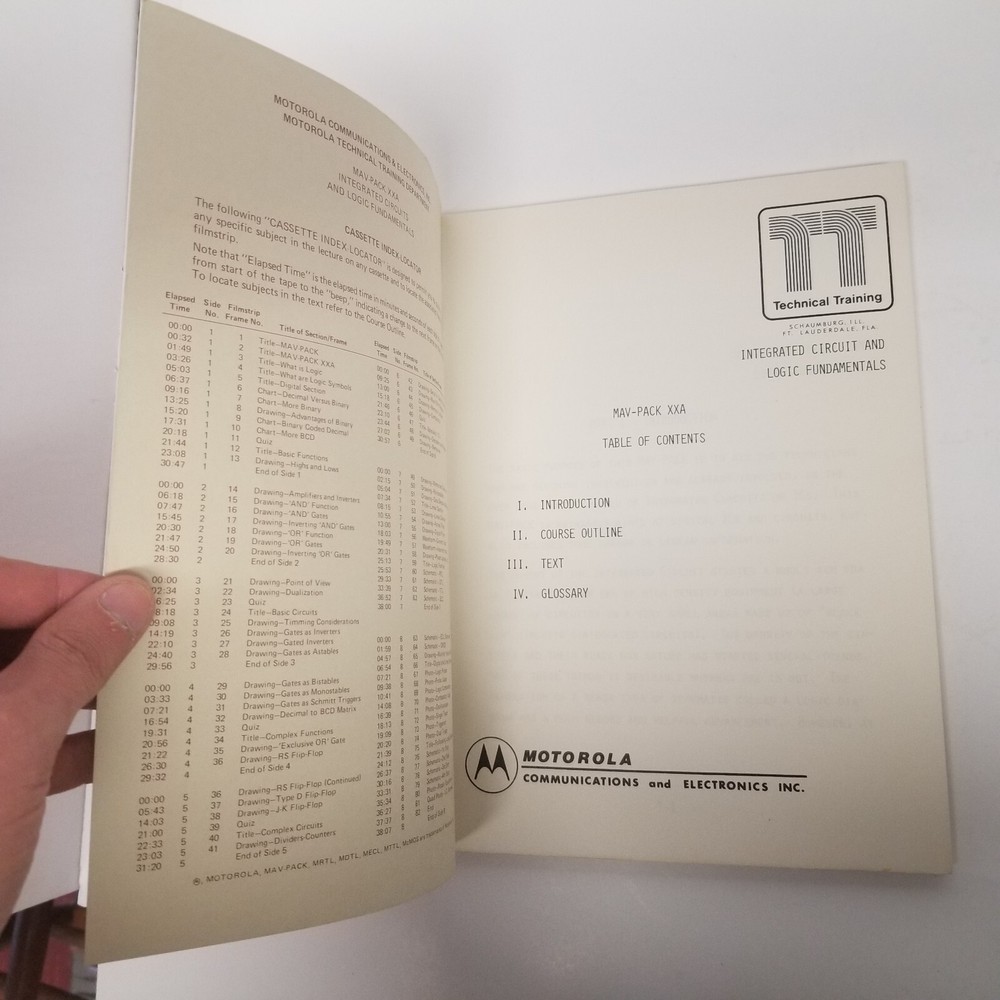 Vintage Motorola MAV-PACK Technical Training Manual, Integrated Circuits & Logic