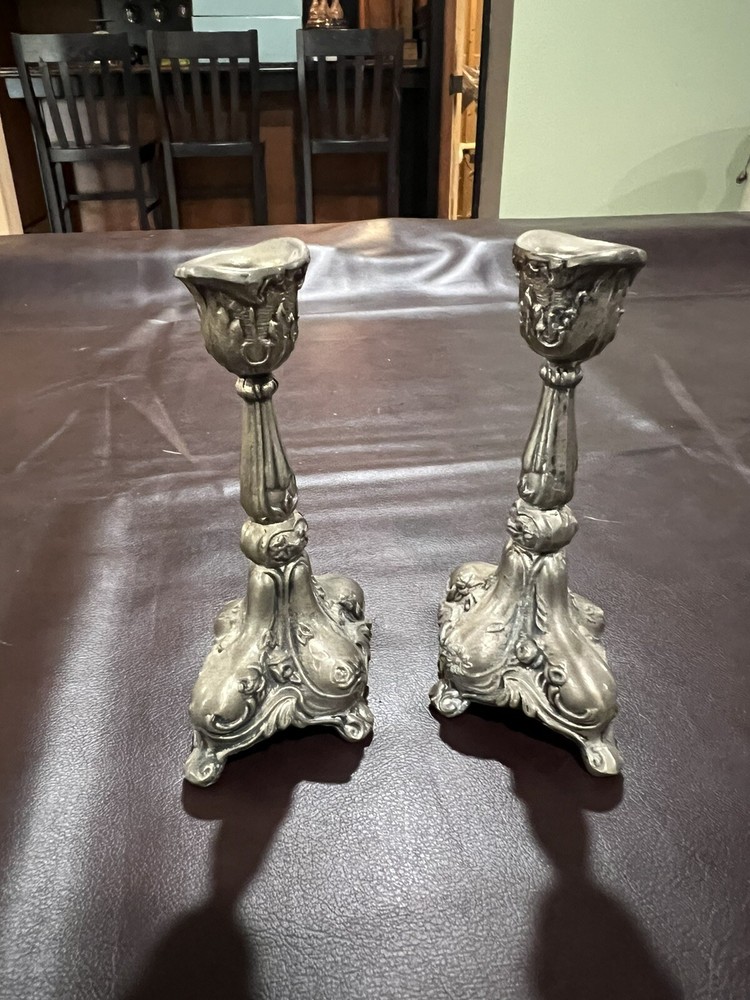 Vintage Bell Mark Silver Plate Candle Holder Set
