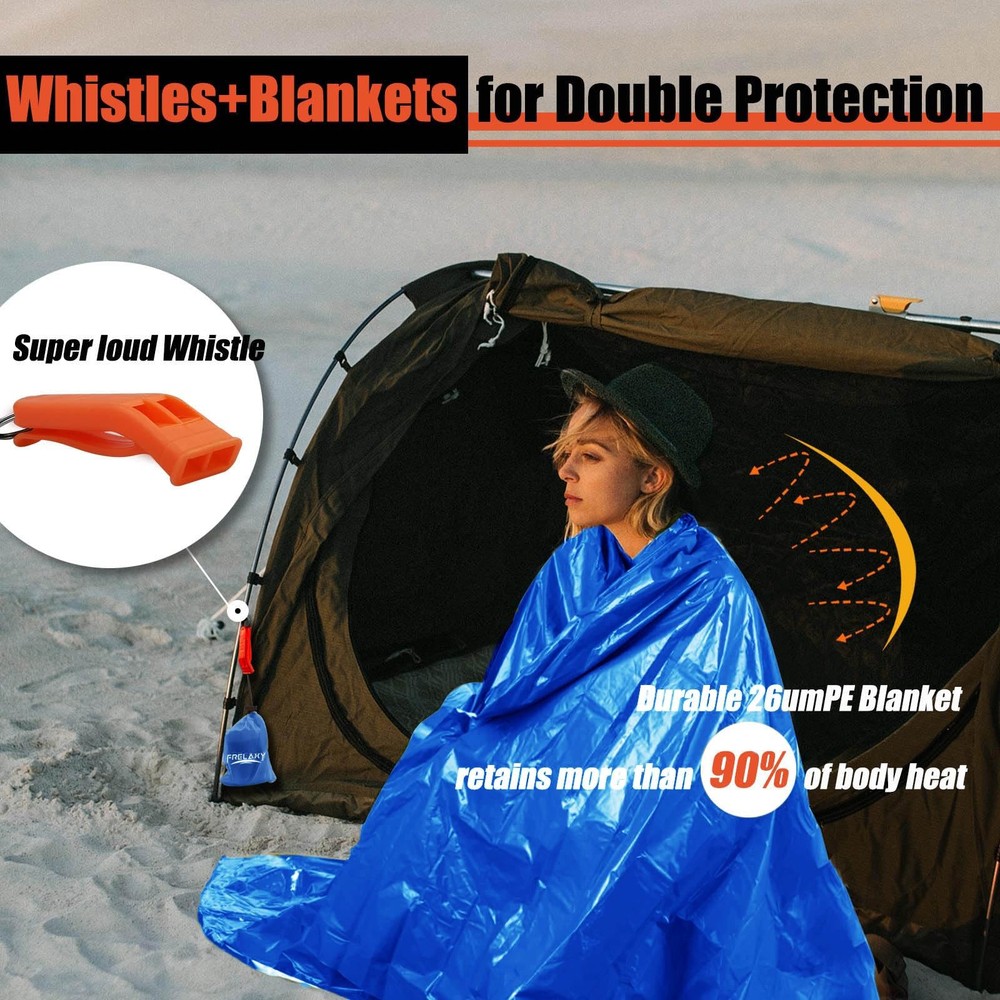Emergency Blanket 2-Pack/4-Pack, Extra-Thick Extra-Large Space Blankets with ...
