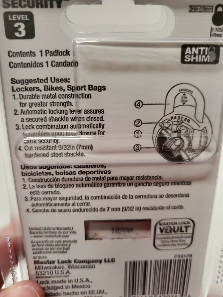 Master Lock Level 3 General Security Padlock #1500D