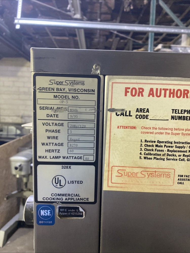 Pre-Owned Super Systems OVEN/PROOFER Combo Model: OP-3-BL TESTED