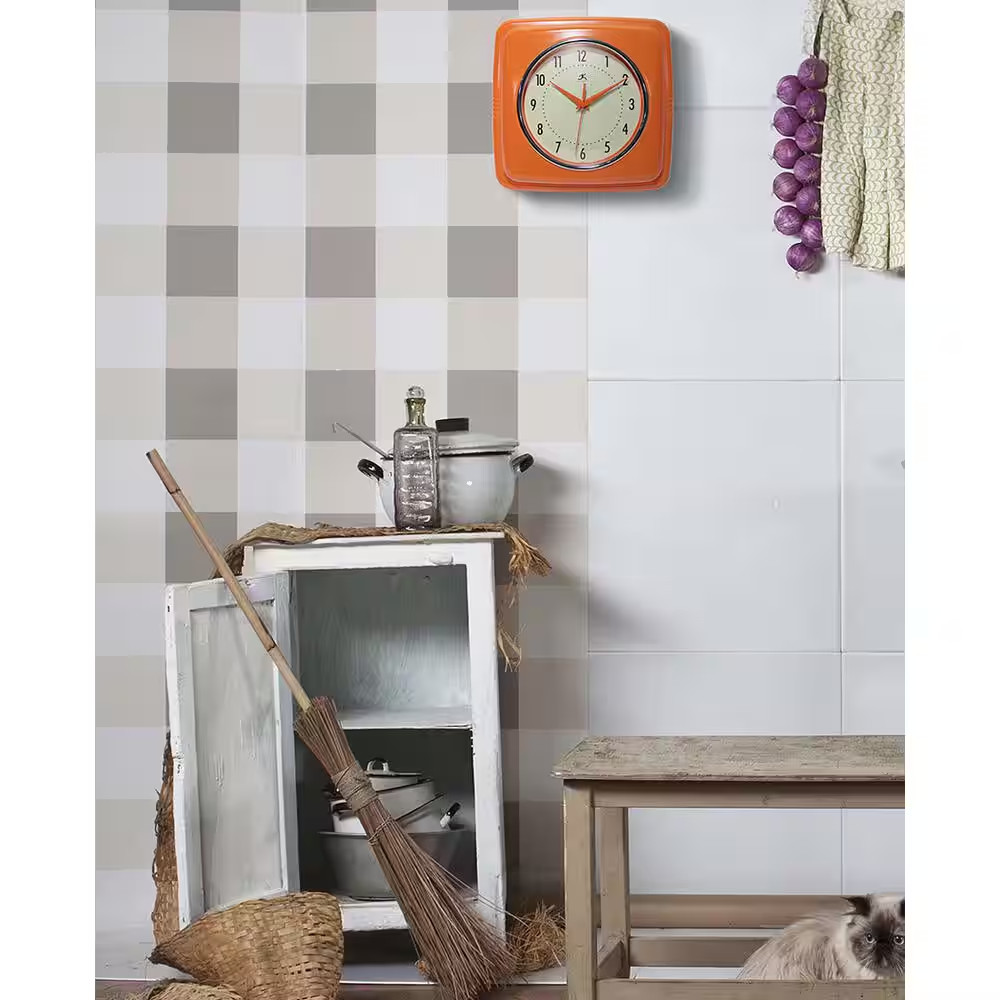 Square Retro Orange Wall Clock