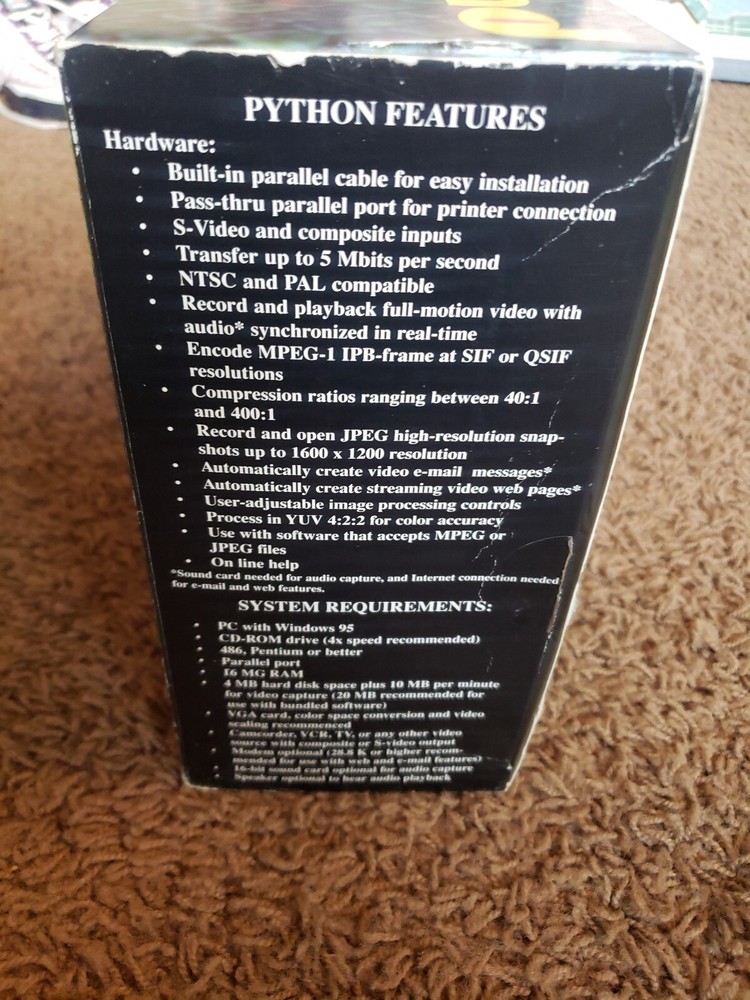 Vintage Gaming Videonics Python Video Capture Card w/ Free Software Complete