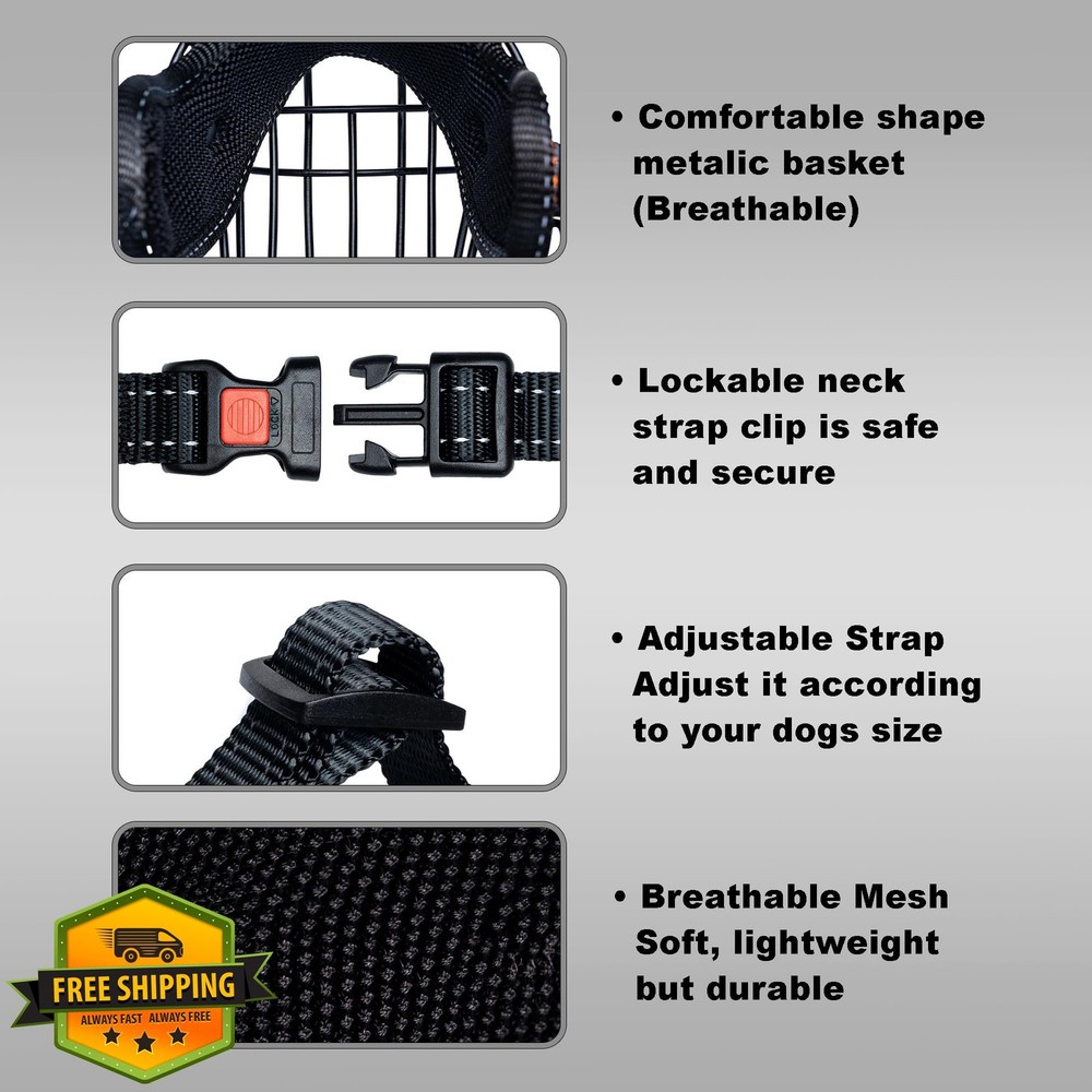 OOPSDOGGY Orange Large Dog Muzzle Wire Basket Adjustable