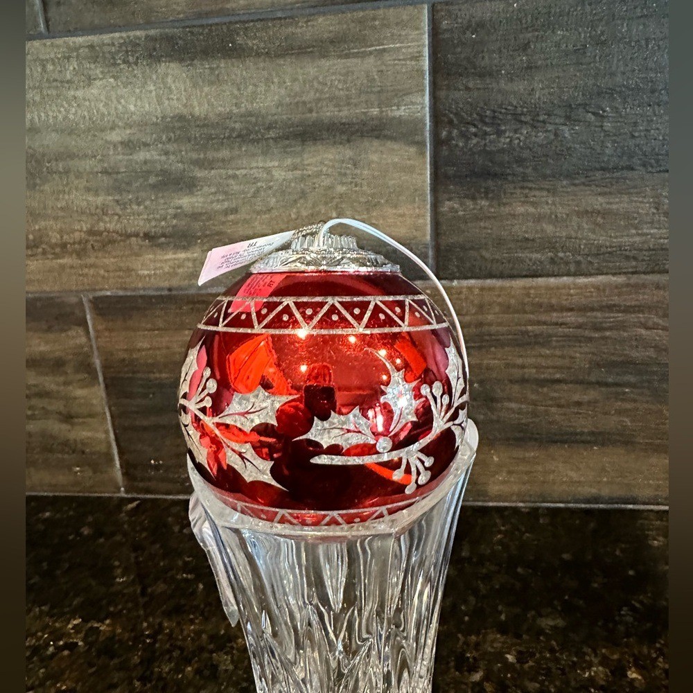 NWT Light-up Red & Silver Ornament- 4"