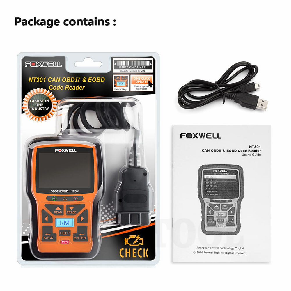 Foxwell NT301 OBD2 Automotive Scanner Diagnostic Tool Check Engine Code Reader