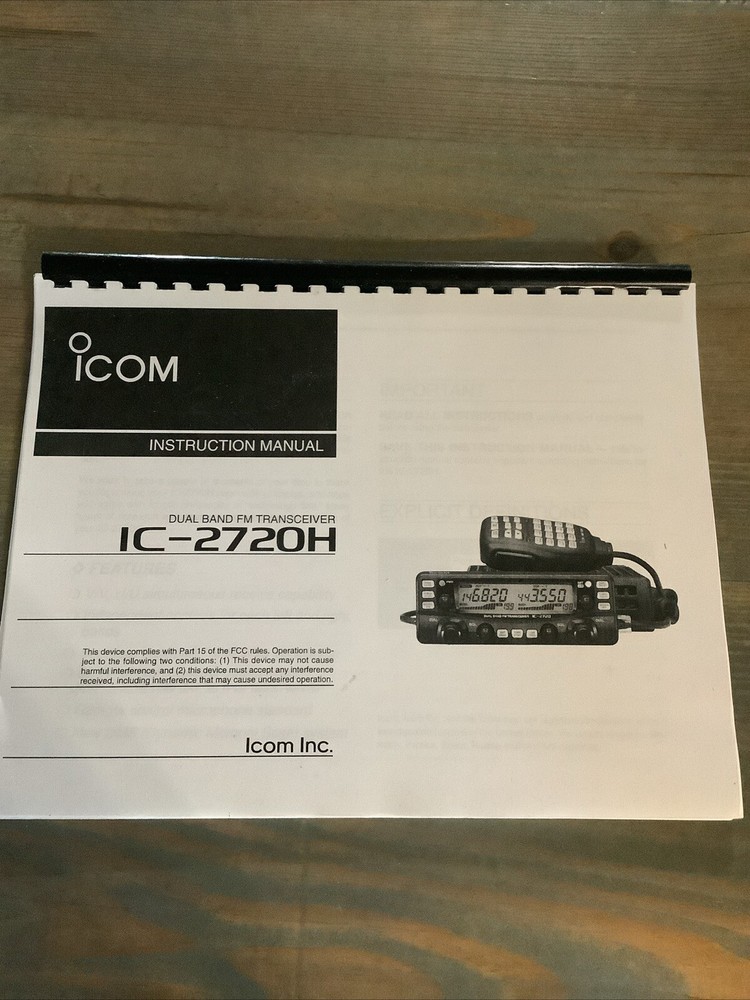 Icom IC-2720 Instruction Manual: Comb Bound & Protective Protective Covers