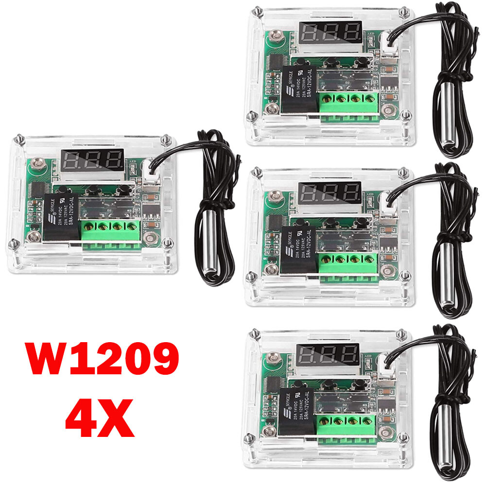 4x W1209 DC12V Digital Thermostat Temperature Control Switch Sensor With Case US