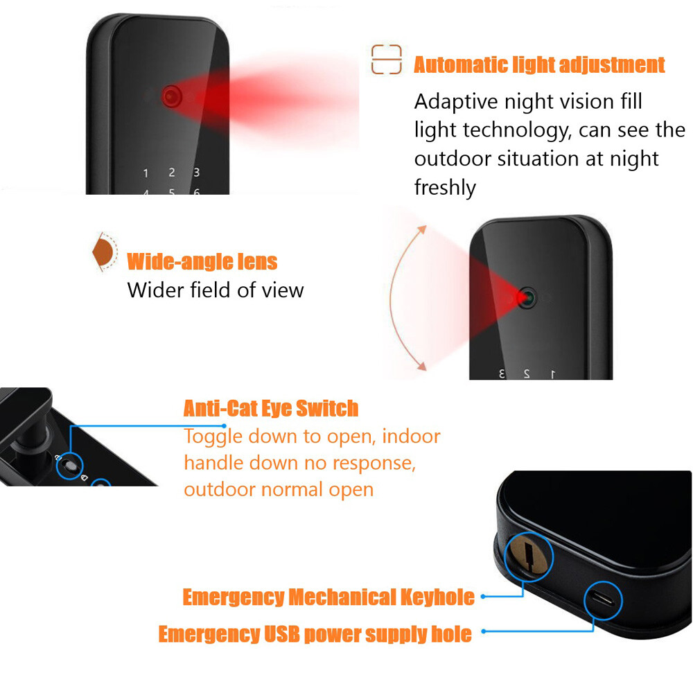 Face Recognition Tuya Wifi Smart Door Lock Visual Intercom Fingerprint