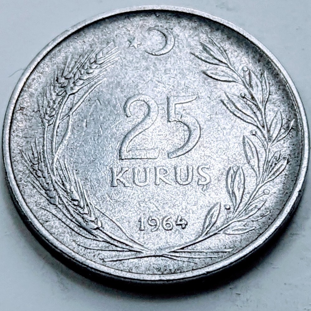 Turkey 25 Kurus, 1964