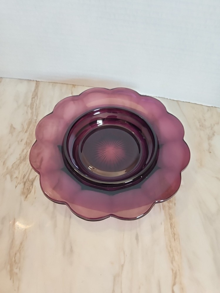 Vtg Mosser Grape & Cable Pattern Amethyst Purple Color Covered Dish