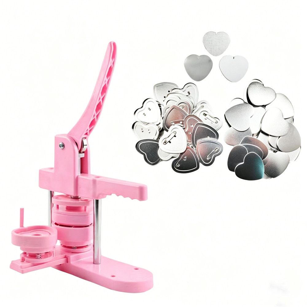 57*53mm Heart Shape Plastic Button Making Machines with 100 pcs Materials