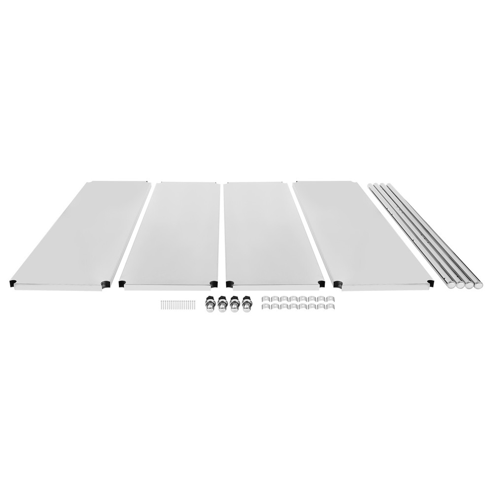 4 Tier Adjustable Shelf Storage, Stainless Steel Heavy Duty Shelving Silver