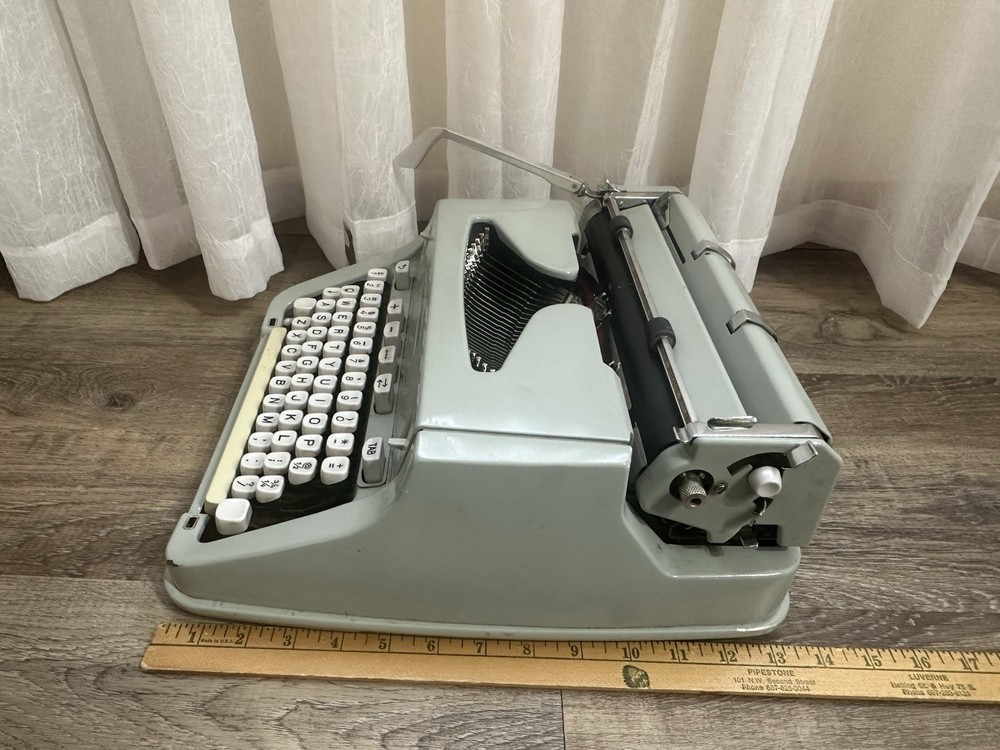 Hermes 3000 Portable Typewriter With Case Seafoam Green