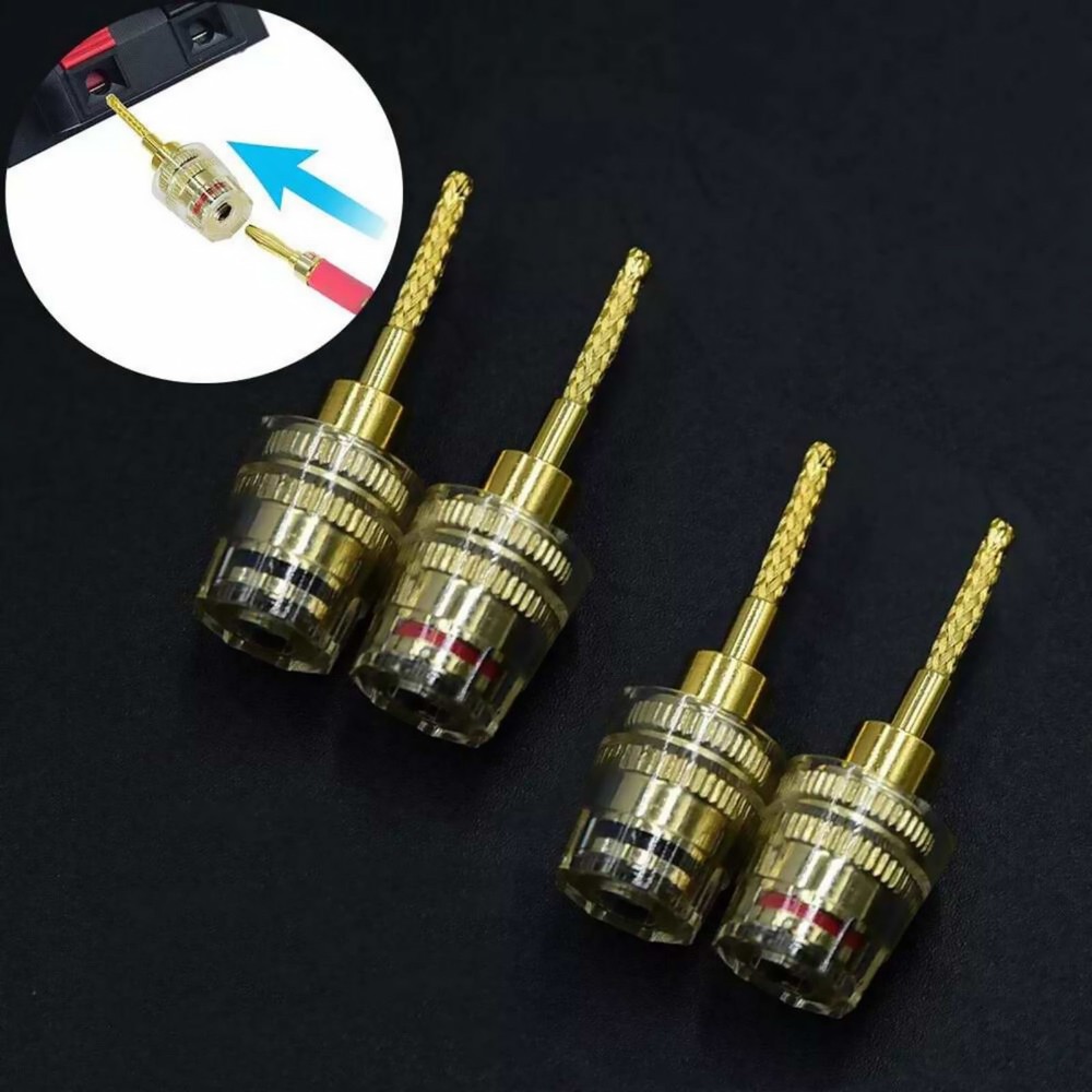 4* Replacement 4mm HIFI Cable Banana Adapter Socket Pin Interface(2mm) Connector