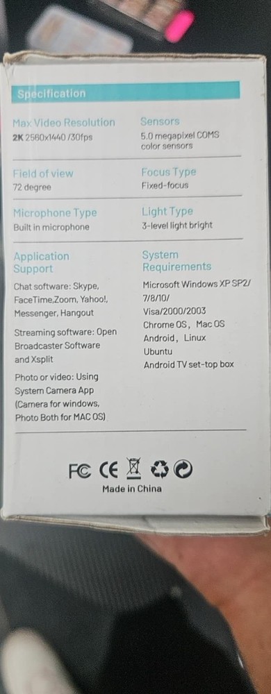 2K Webcam with Microphone for Desktop USB Streaming WebCam - Touch Light + Stand