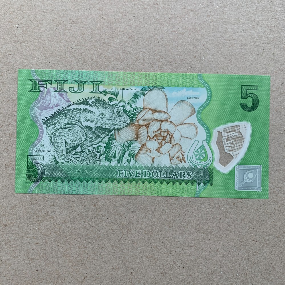 Fiji 5 Dollars Banknote P115 "ZZA" Replacement Note ND (2013) UNC POLYMER B999