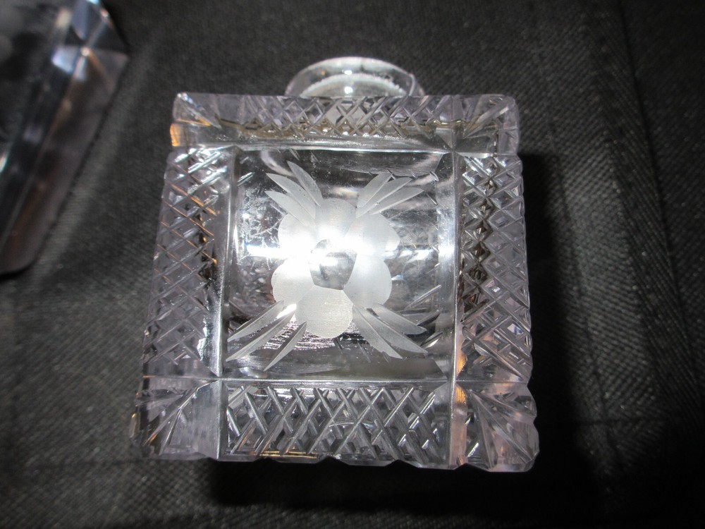 CRYSTAL ETCHED PERFUME DECANTER~5 1/4" TALL