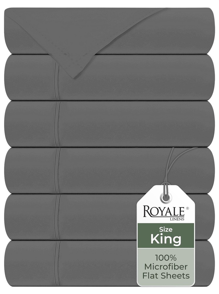 Royale Linens 6 Pack Bulk Flat Sheet Set - Top Sheets - Soft 1800 Microfiber ...