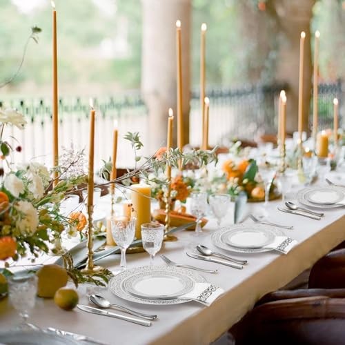 700PCS Plastic Dinnerware Set for 100 Guests, Disposable 100 Guests Set Silver