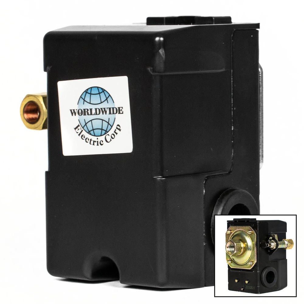 Single Port 95-125 PSI Air Compressor Pressure Switch Control 1/4" NPT 12 Amp