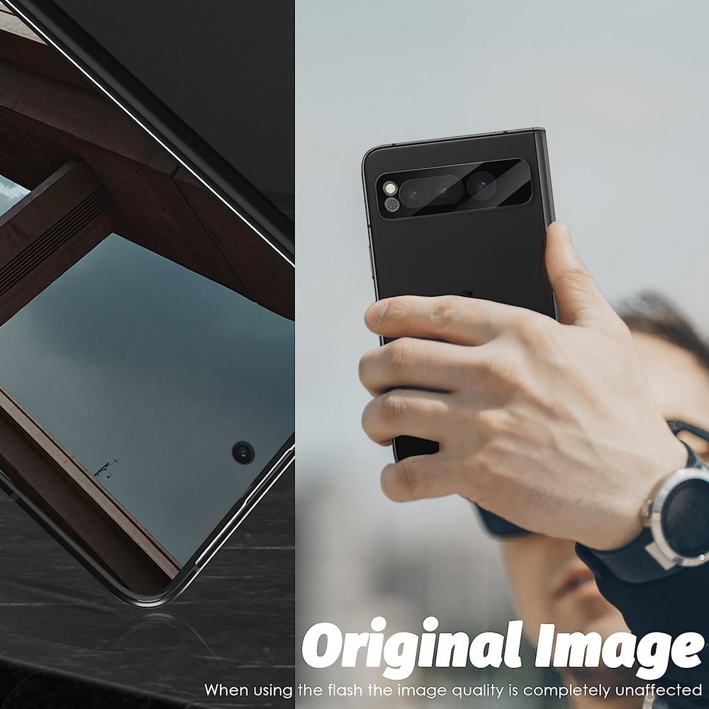 HD Tempered Glass Camera Lens Protector for Google Pixel Fold - Black