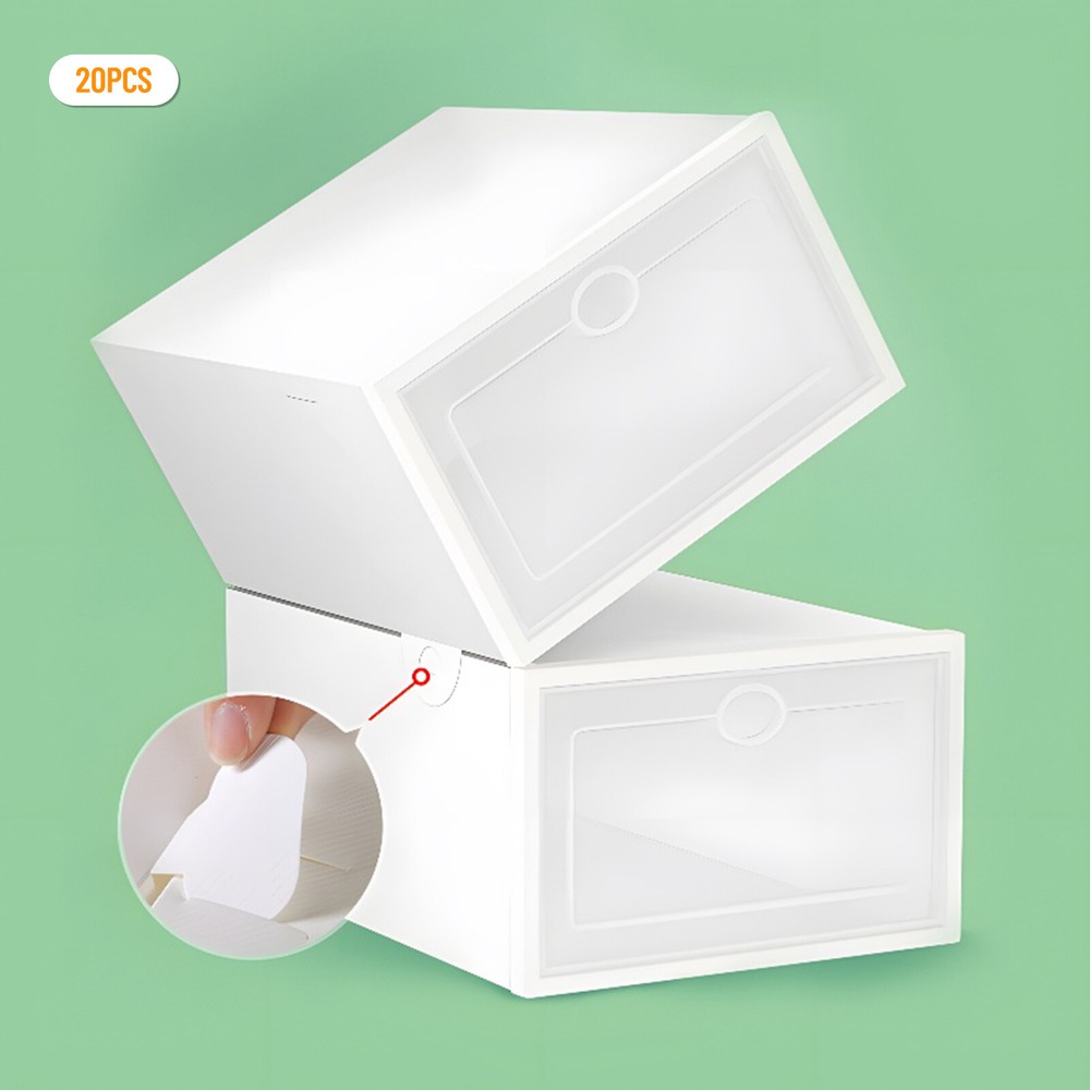 Shoe Storage Box Transparent 20 Shoes Case Set Stackable Plastic Container New