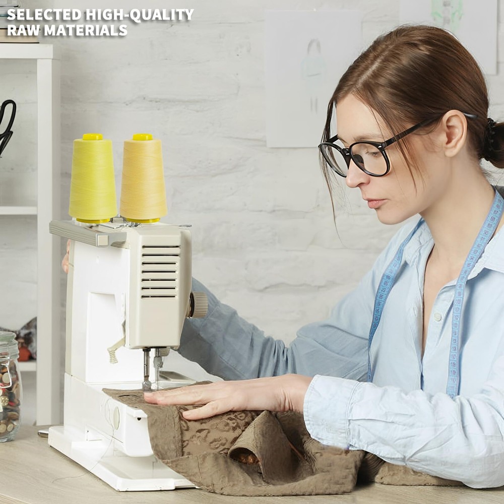 All-Purpose Polyester Sewing Thread - 4-Pack 12000 Yards Total - Yellow Threa...