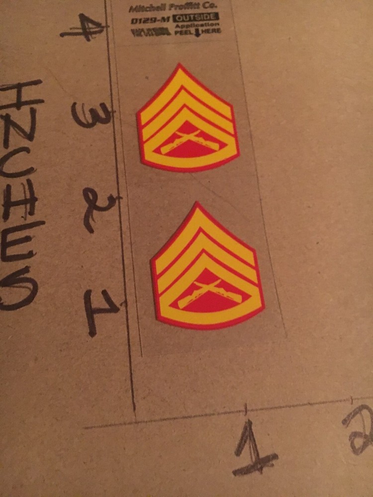 USMC US Marines 2 small Staff Sergeant  Window Decal (Applied outside)