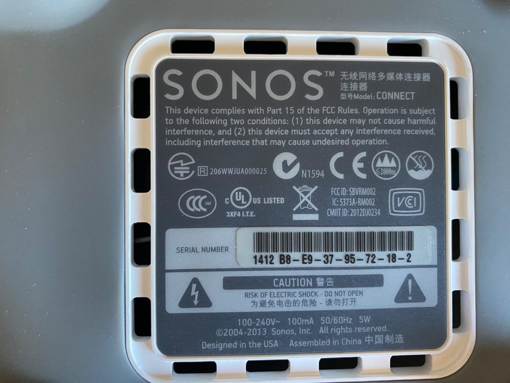 Sonos Connect Digital Media Streamer With Cables