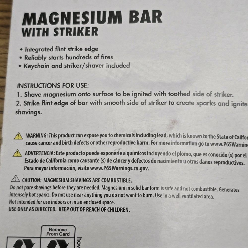 OZARK TRAIL MAGNESIUM BAR W/STRIKER FIRE STARTER